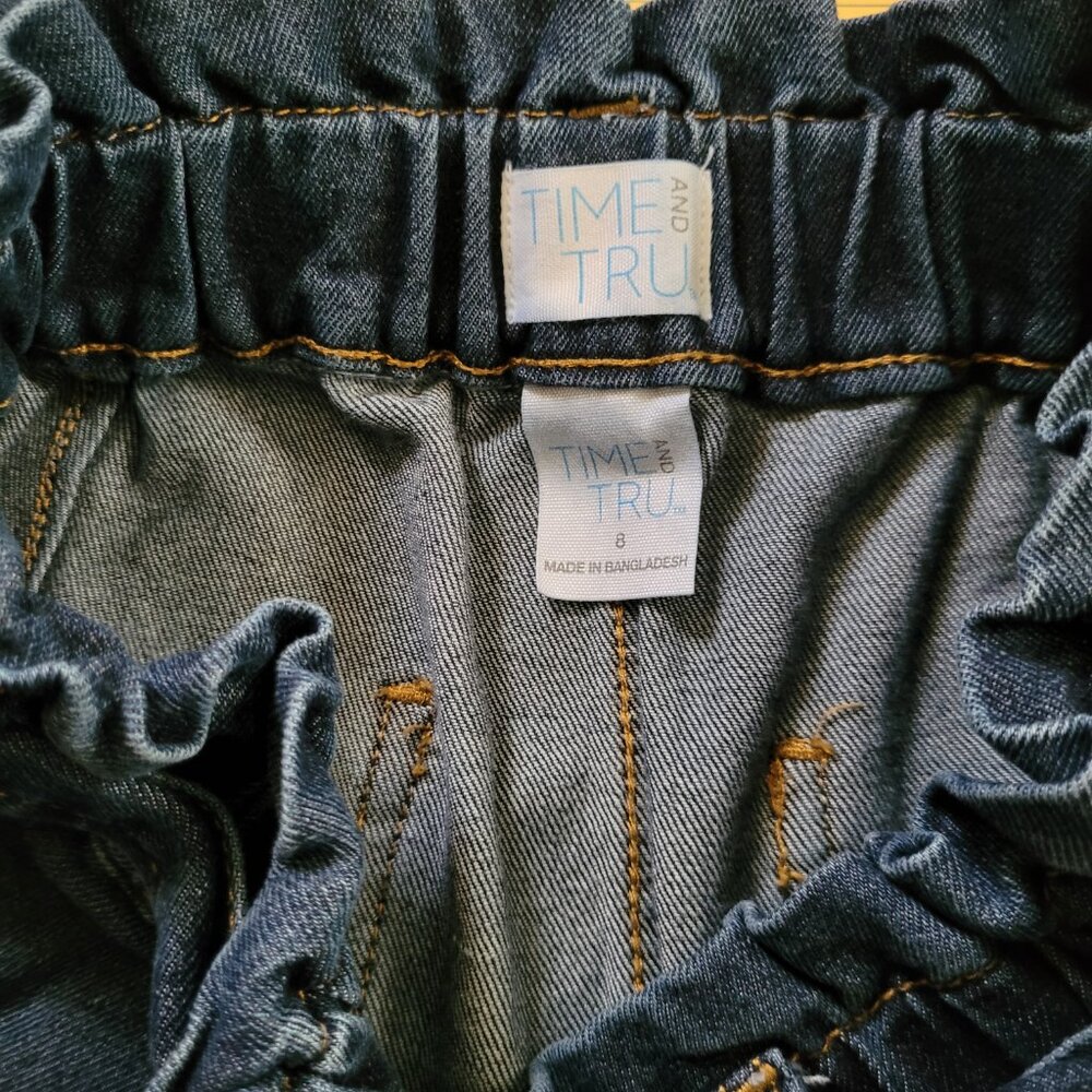 Time and Tru  Blue Jeans Elastic Waist with Belt Misses Size 8 - Picture 2 of 9